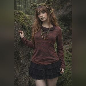 Earthy Goblincore Cowl Neck Long Sleeve By Color Me Cotton Size XS